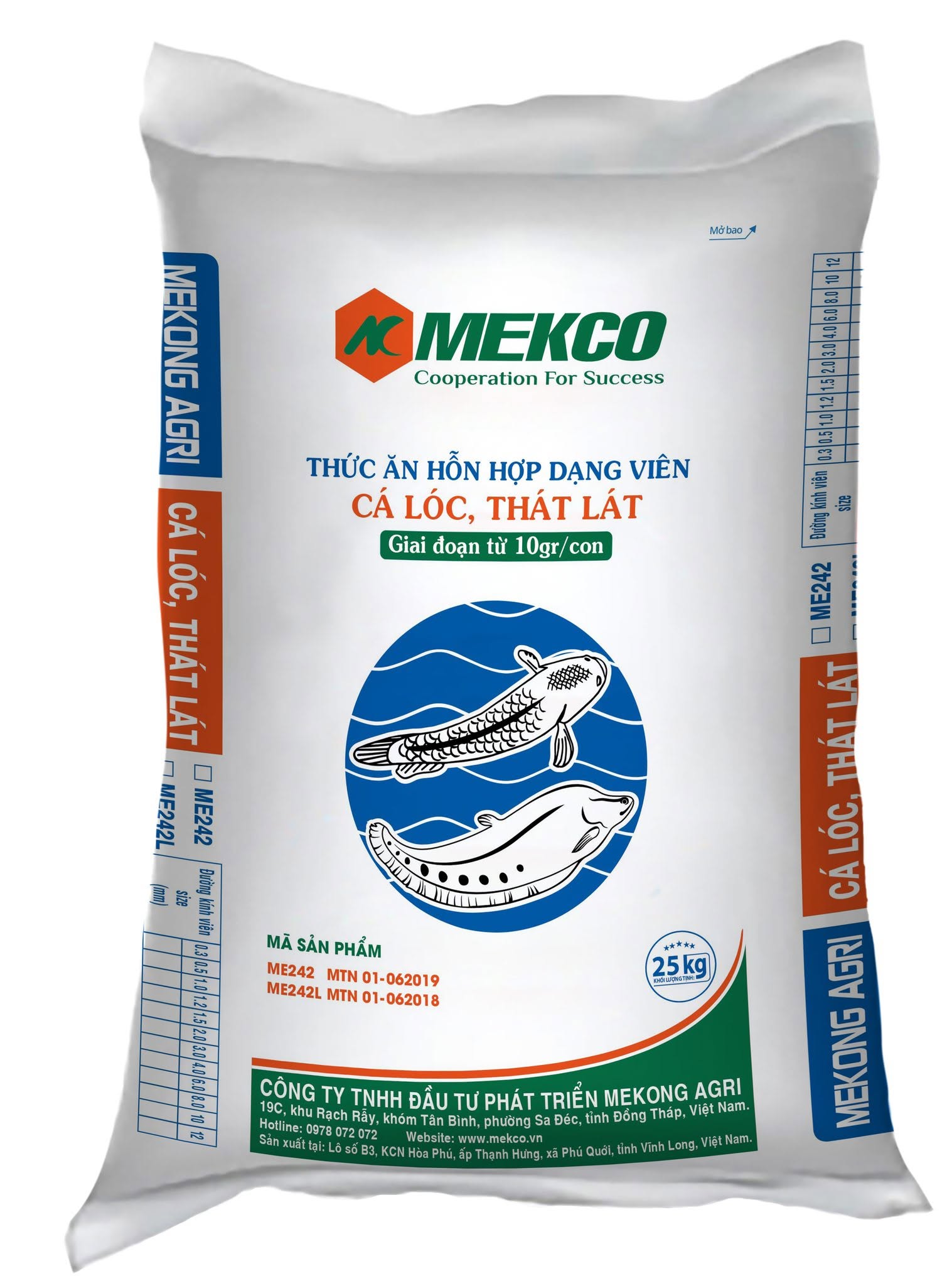 Thức ăn hỗn hợp dạng viên nuôi cá lóc thát lát Mekong Agri Mekco