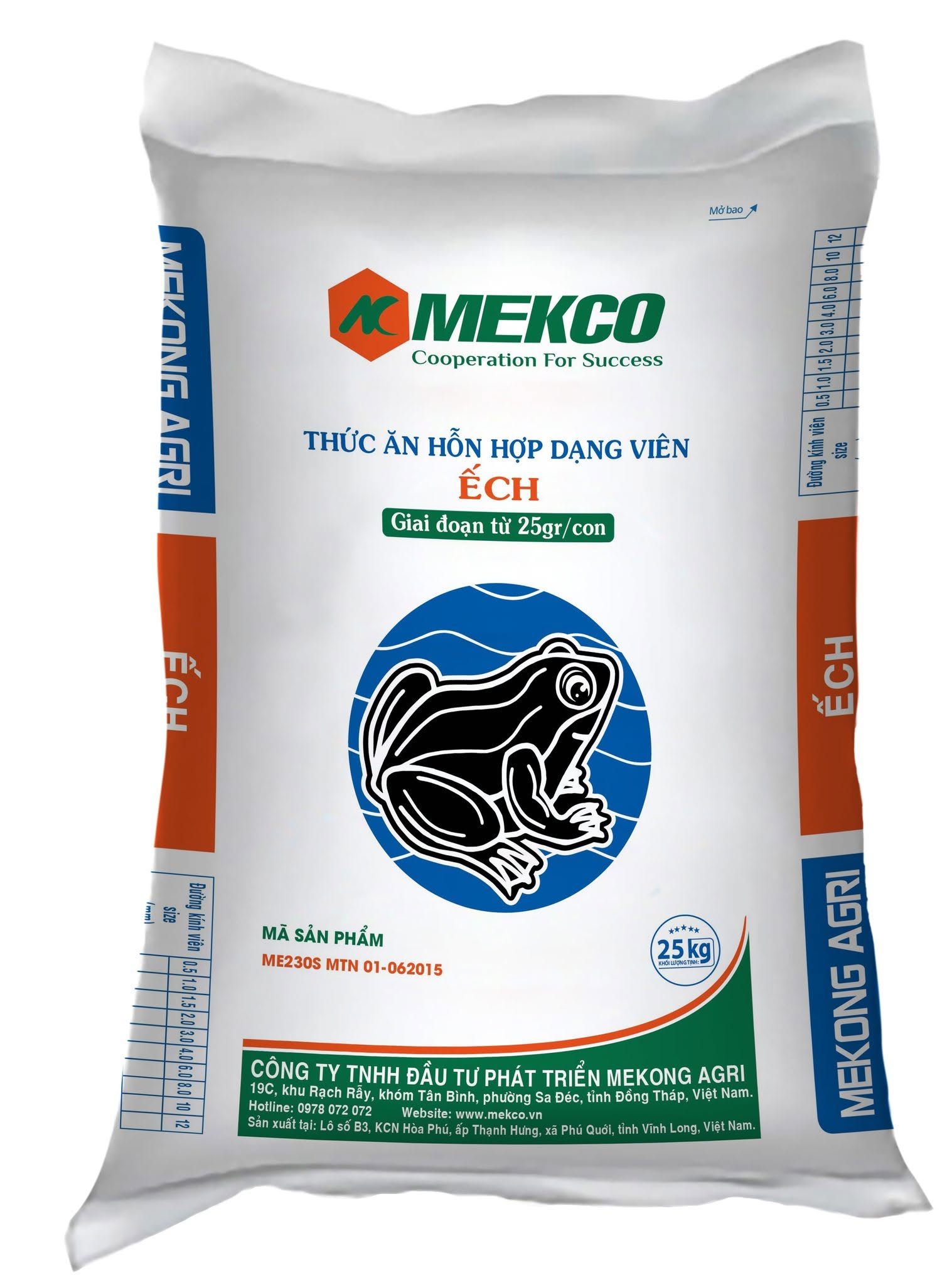 Thức ăn hỗn hợp dạng viên nuôi ếch Mekong Agri Mekco độ đạm 30 phần trăm