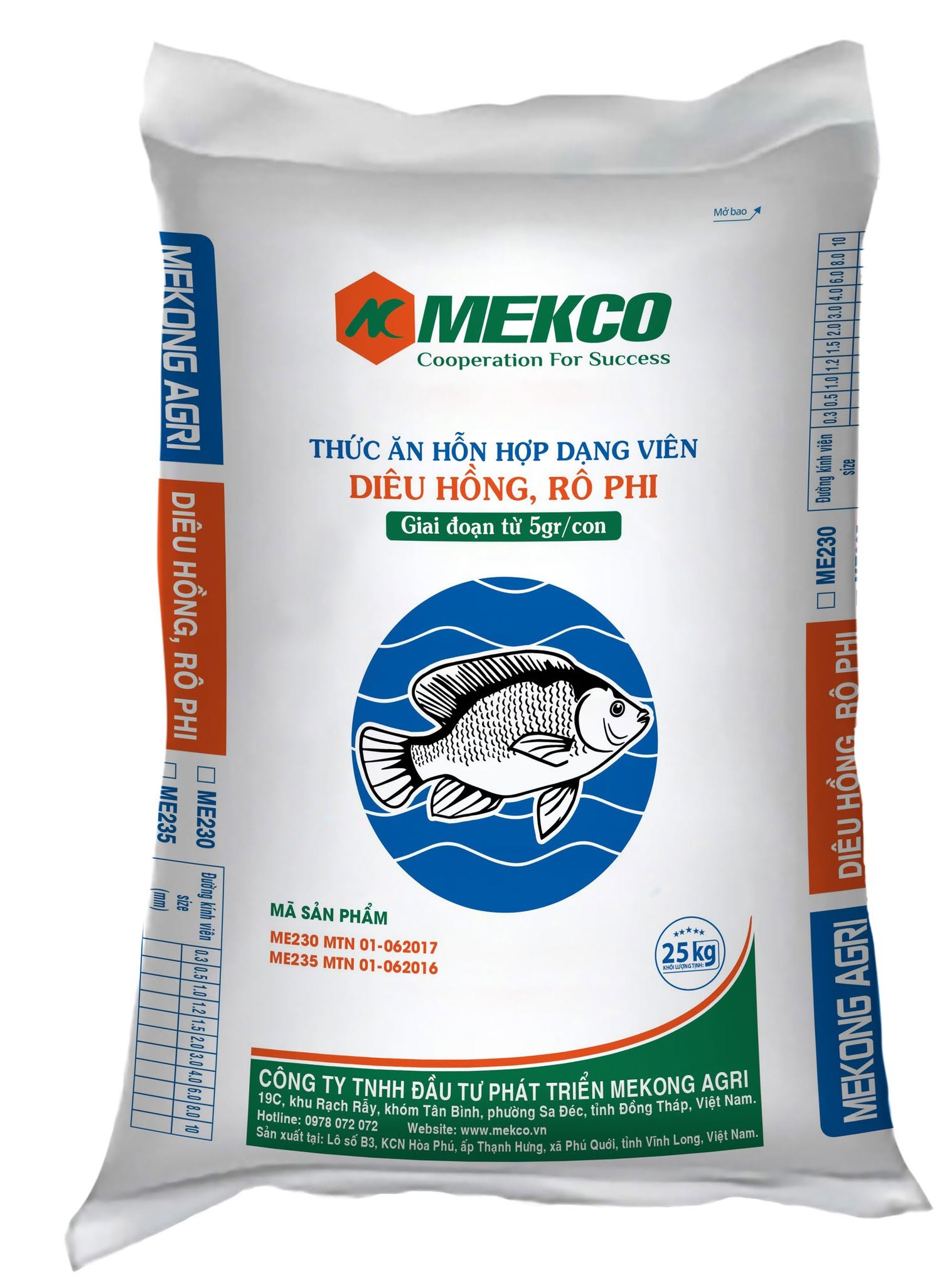 Thức ăn hỗn hợp dạng viên nuôi cá vẩy Mekong Agri Mekco