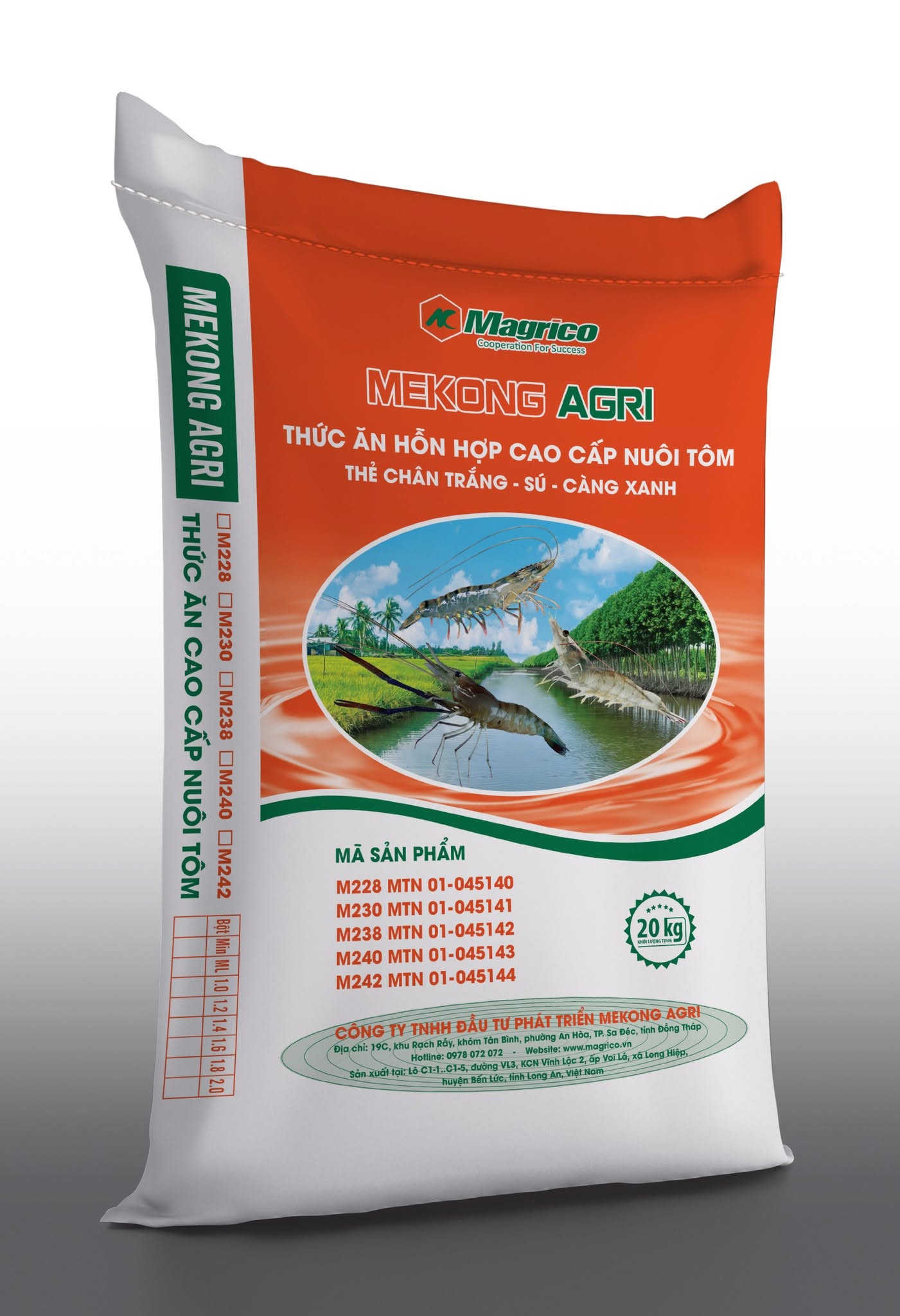 Thức ăn cao cấp nuôi tôm Mekong Agri Mekco dành cho tôm càng xanh tôm thẻ tôm sú